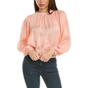 Bella Dahl Peach Elastic Shirred Blouse Sz XS NWT